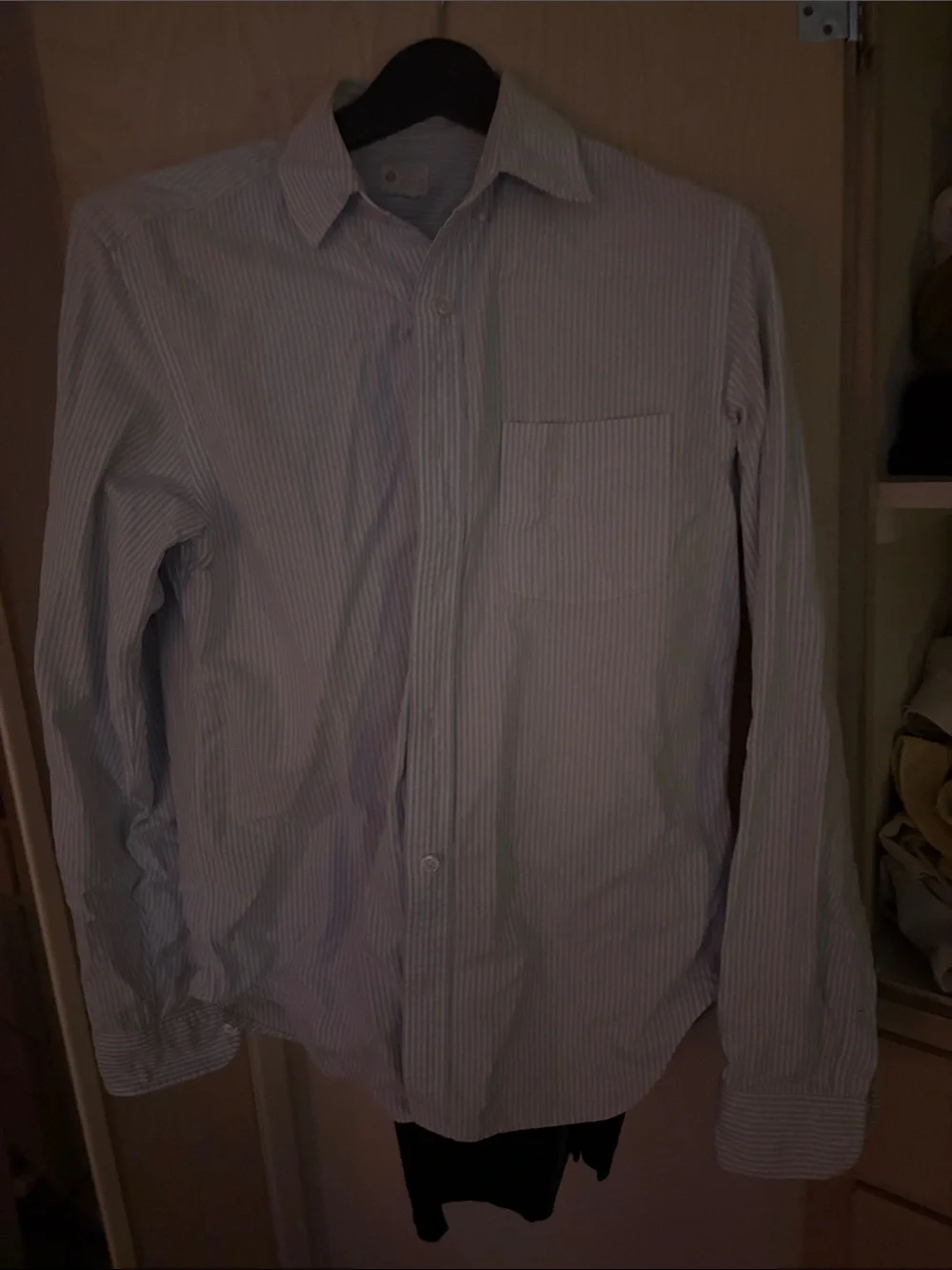 J. Crew Men’s Light Blue and White Striped Shirt
